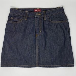 H&M LOGG Mini Denim Skirt Dark Wash Blue Jean Sz 4